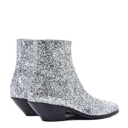 Saint Laurent Glitter Calfskin West 45 Boots 36 Silver 4 of 9