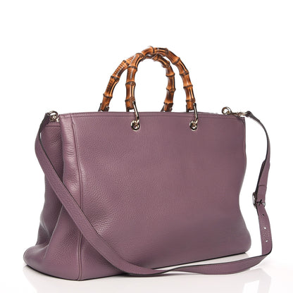 Gucci Calfskin Large Bamboo Shopper Tote Purple 4 of 8