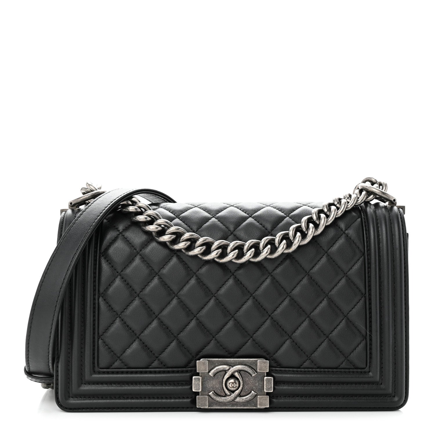 Chanel Lambskin Quilted Medium Boy Flap Black 1 of 10