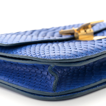 Celine Snakeskin Medium Classic Box Flap Blue 8 of 14