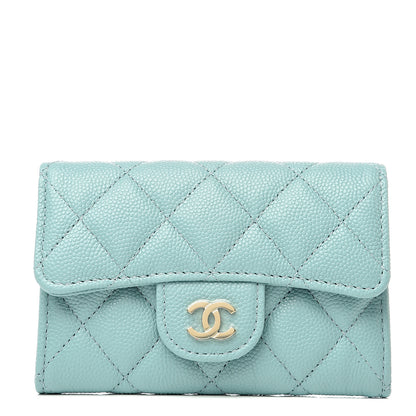 Chanel Caviar Quilted Flap Card Holder Wallet Blue 1 of 8