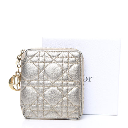 Christian Dior Metallic Calfskin Cannage Lady Dior Medium Wallet Gold 10 of 10