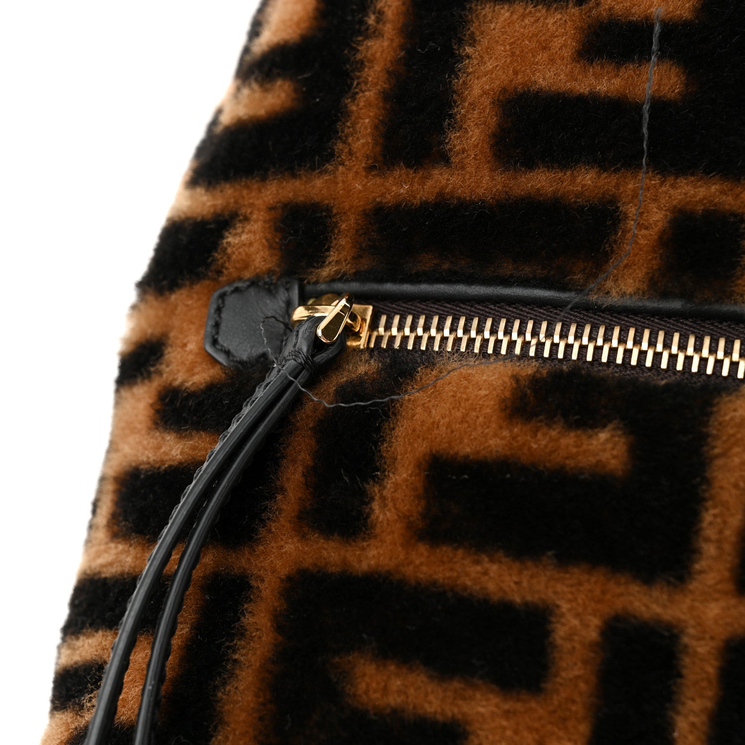 Fendi Shearling Macro FF 1974 Mini Backpack Tobacco Black 11 of 12