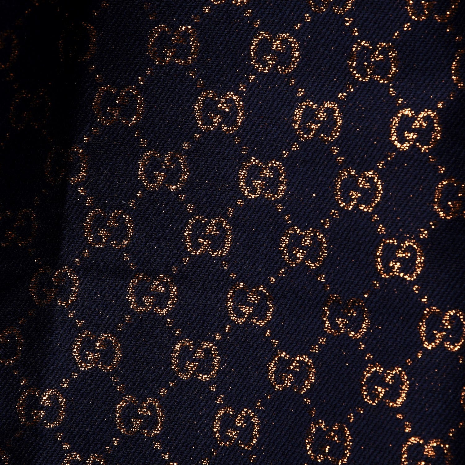 Gucci Wool Silk Jacquard GG Monogram Stenix Scarf Navy Yellow 3 of 4