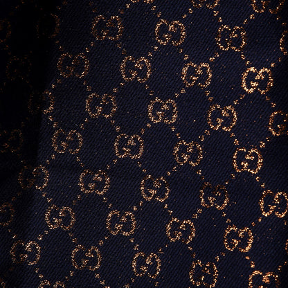 Gucci Wool Silk Jacquard GG Monogram Stenix Scarf Navy Yellow 3 of 4