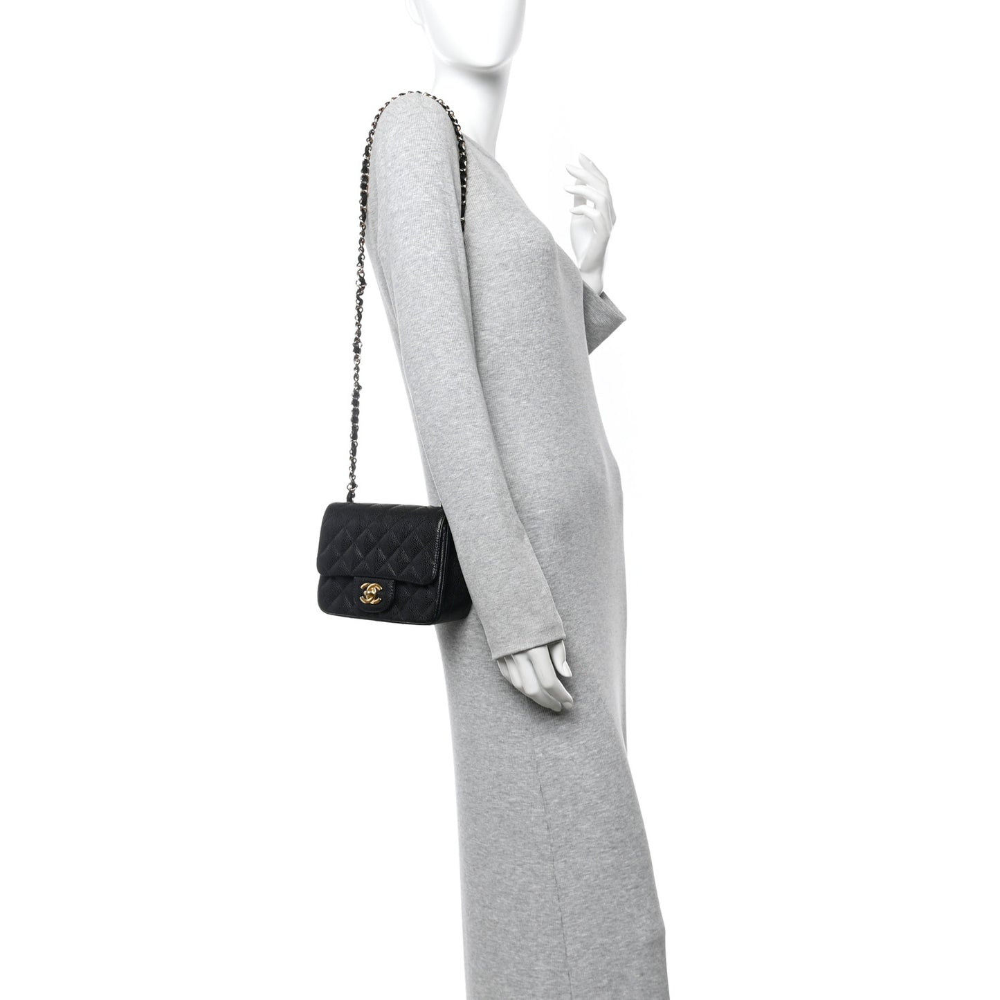 Caviar Quilted Mini Square Flap Black