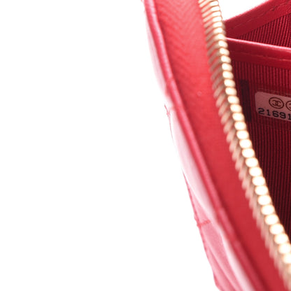 Chanel Lambskin Quilted Large Gusset Zip Around Wallet Rouge 8 of 9