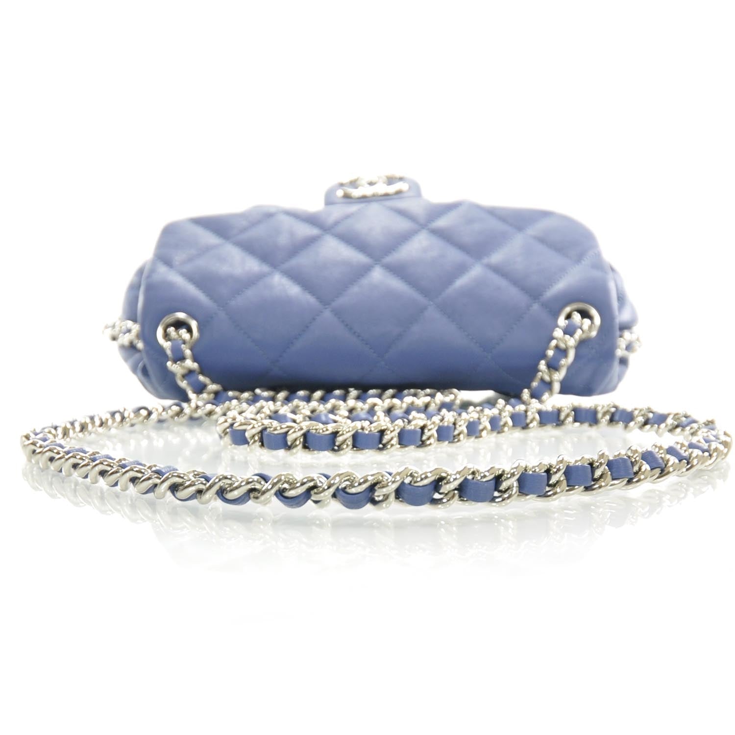 Chanel Washed Lambskin Chain Around Medium Messenger Bag Blue 12C 6 of 10