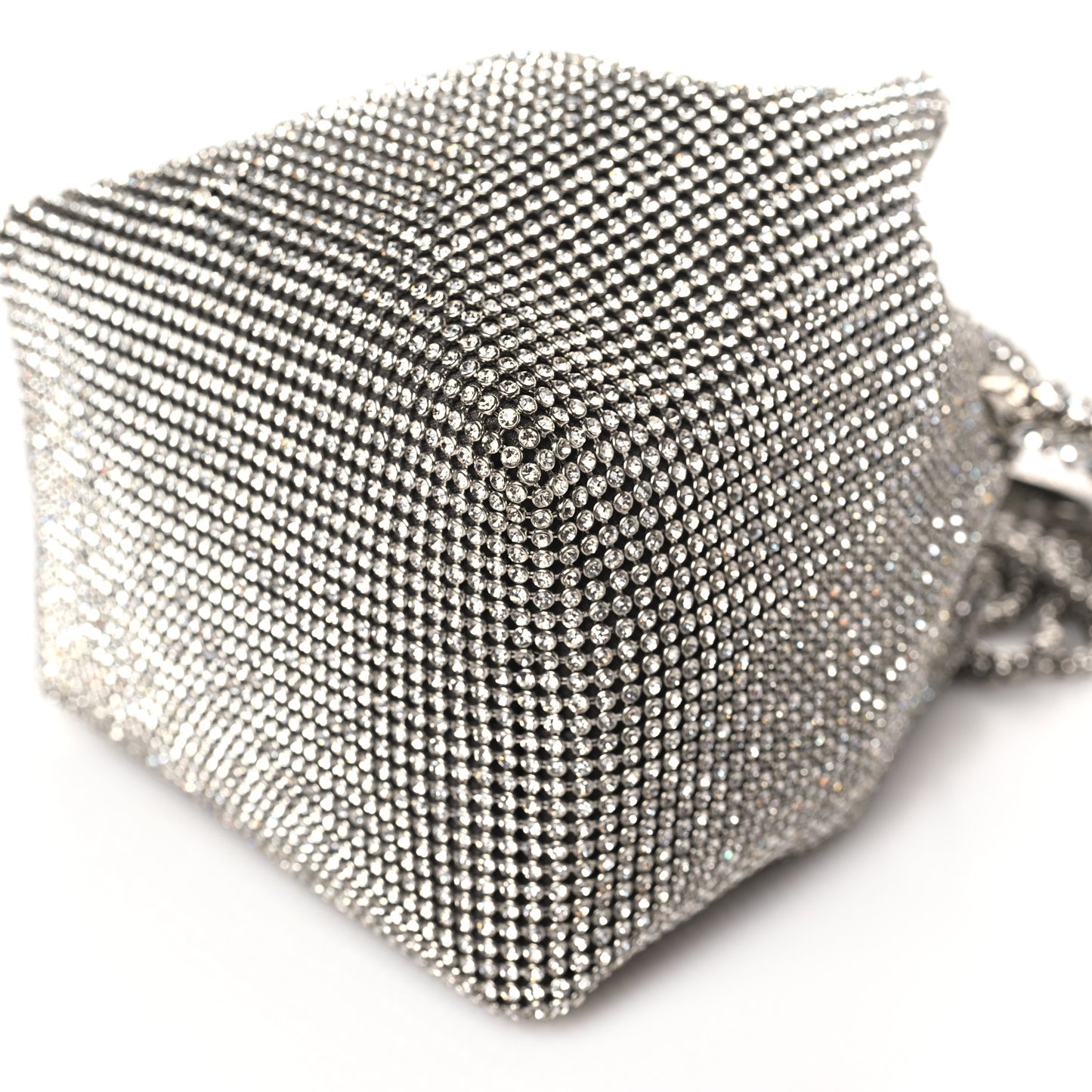 Satin Crystal Embellished Bon Bon Bag Silver