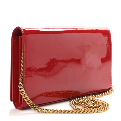 Saint Laurent Patent Calfskin Monogram Kate Wallet On Chain Rouge Eros 2 of 11