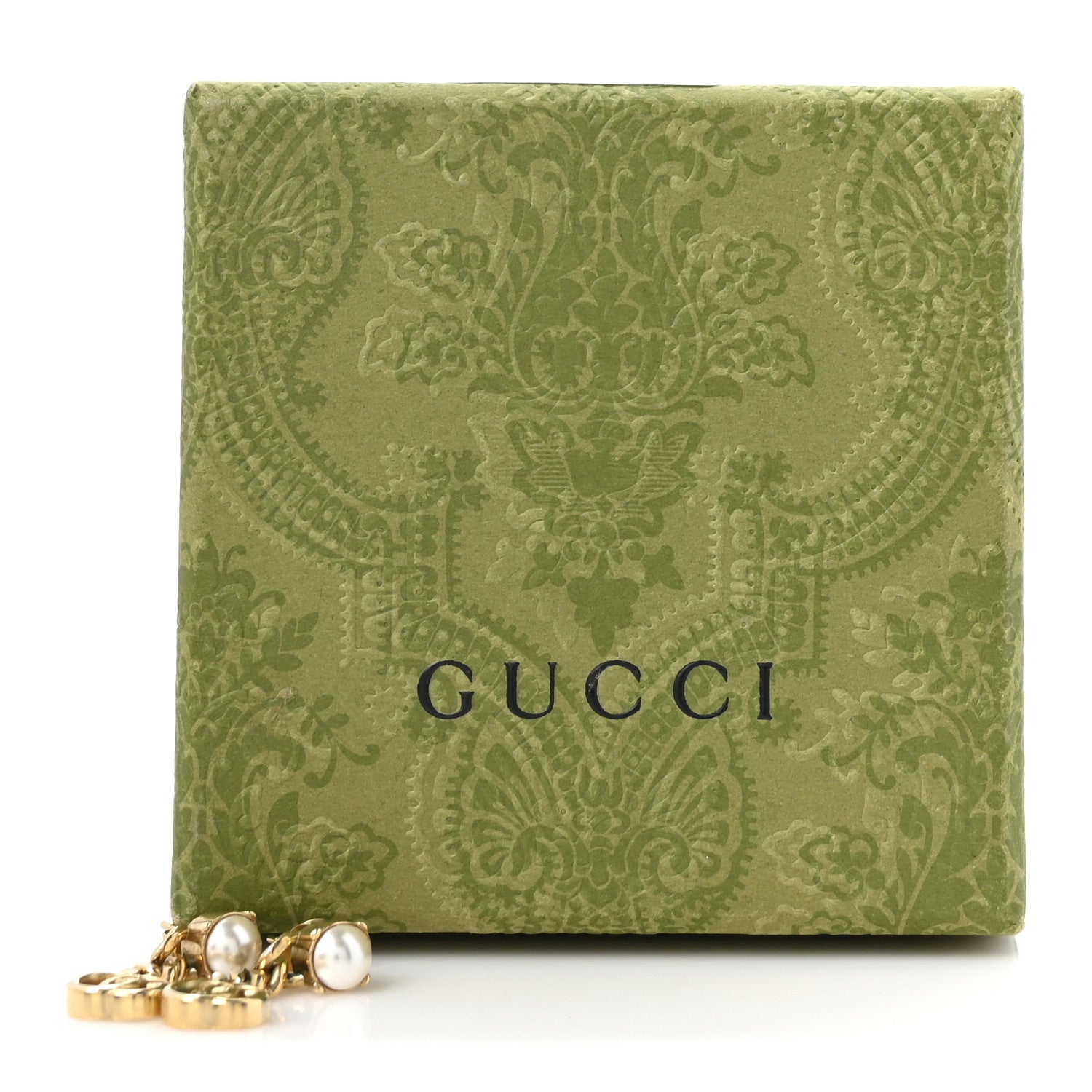 Gucci Metal Pearl Double G Chain Drop Earrings Gold 5 of 5