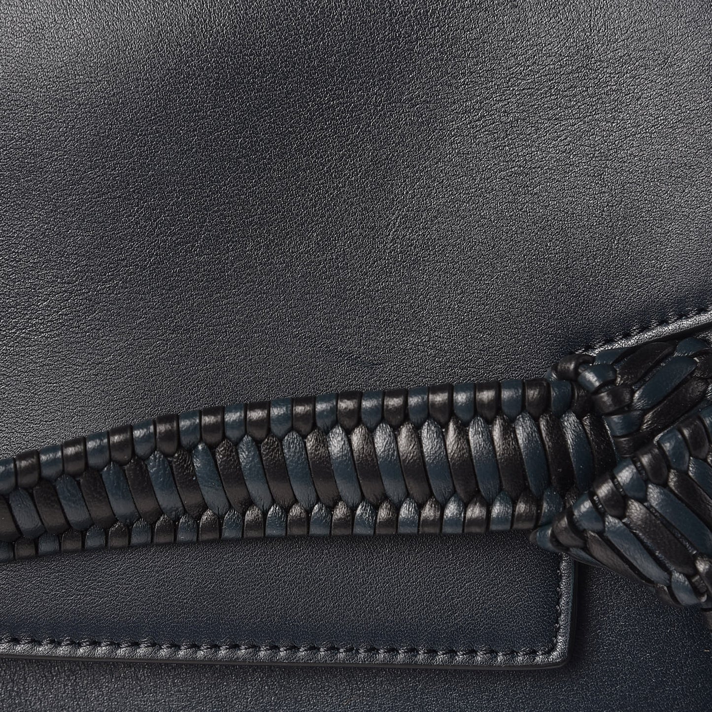 Smooth Calfskin Micro Bi-Color Braided Belt Bag Dark Sea