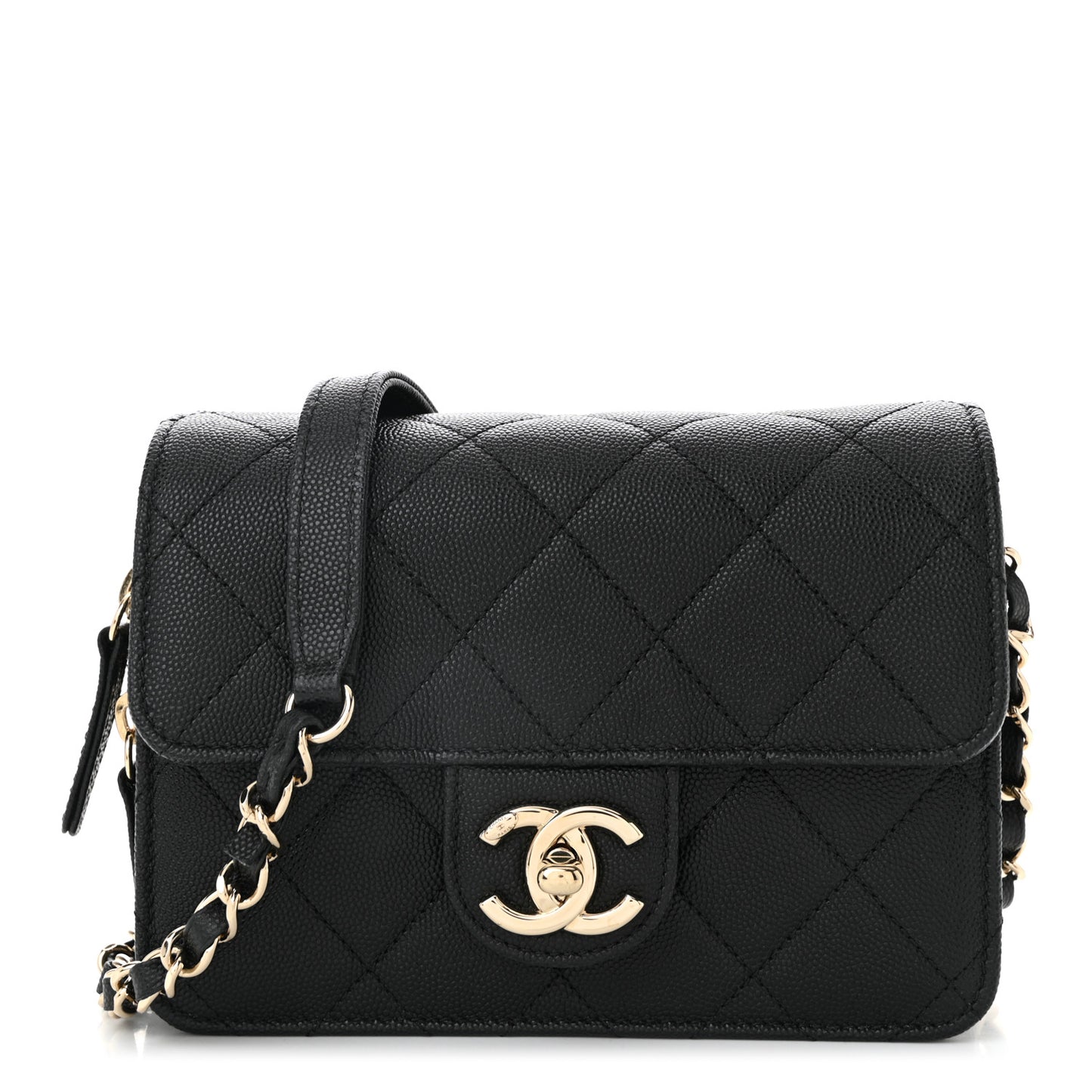 Caviar Quilted Like A Wallet Flap Black