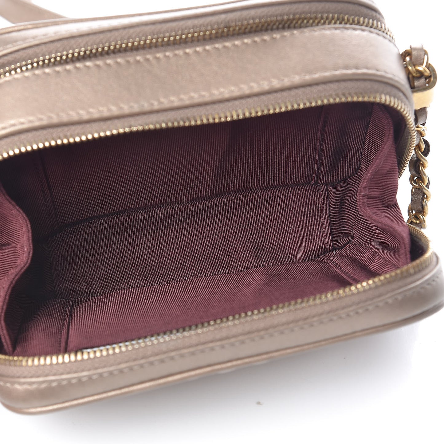 Metallic Lambskin Mini Coco Boy Camera Case Dark Gold