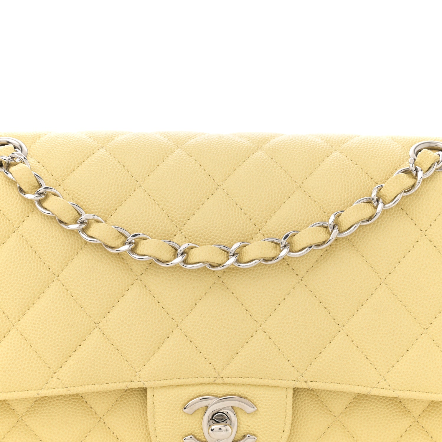 Chanel Caviar Quilted Medium Double Flap Light Yellow 8 of 12