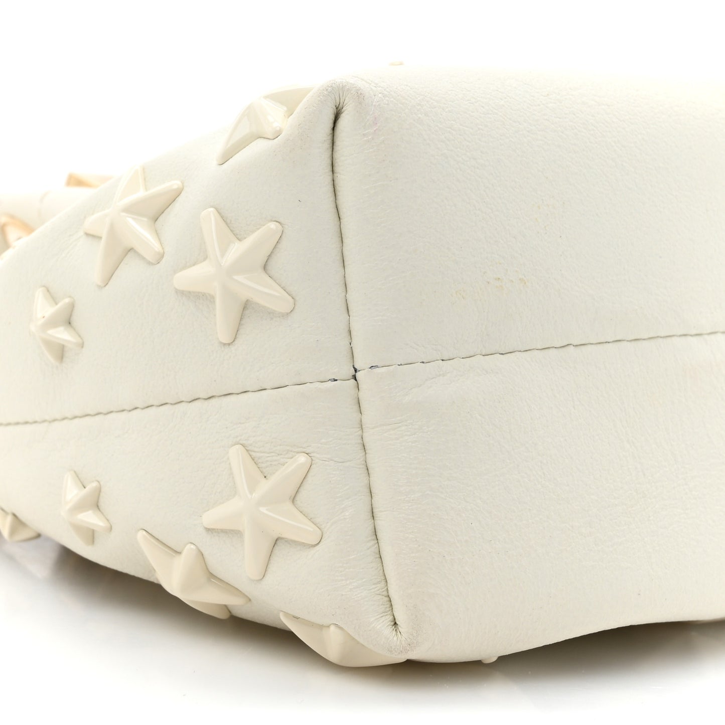 Goatskin Micro Star Studded Bon Bon Bucket Bag White