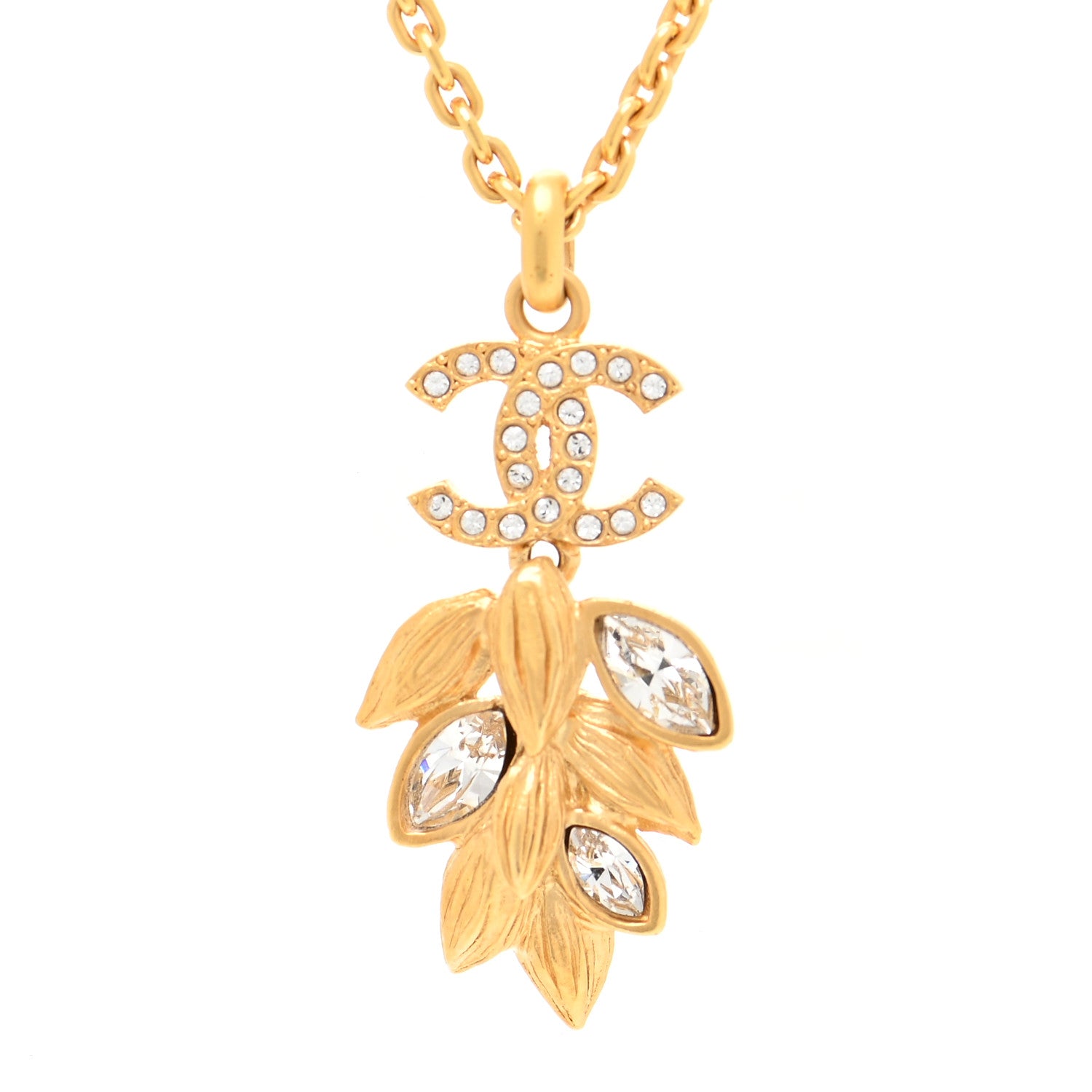 Chanel Crystal Sparkling Wheat CC Necklace Gold 4 of 5