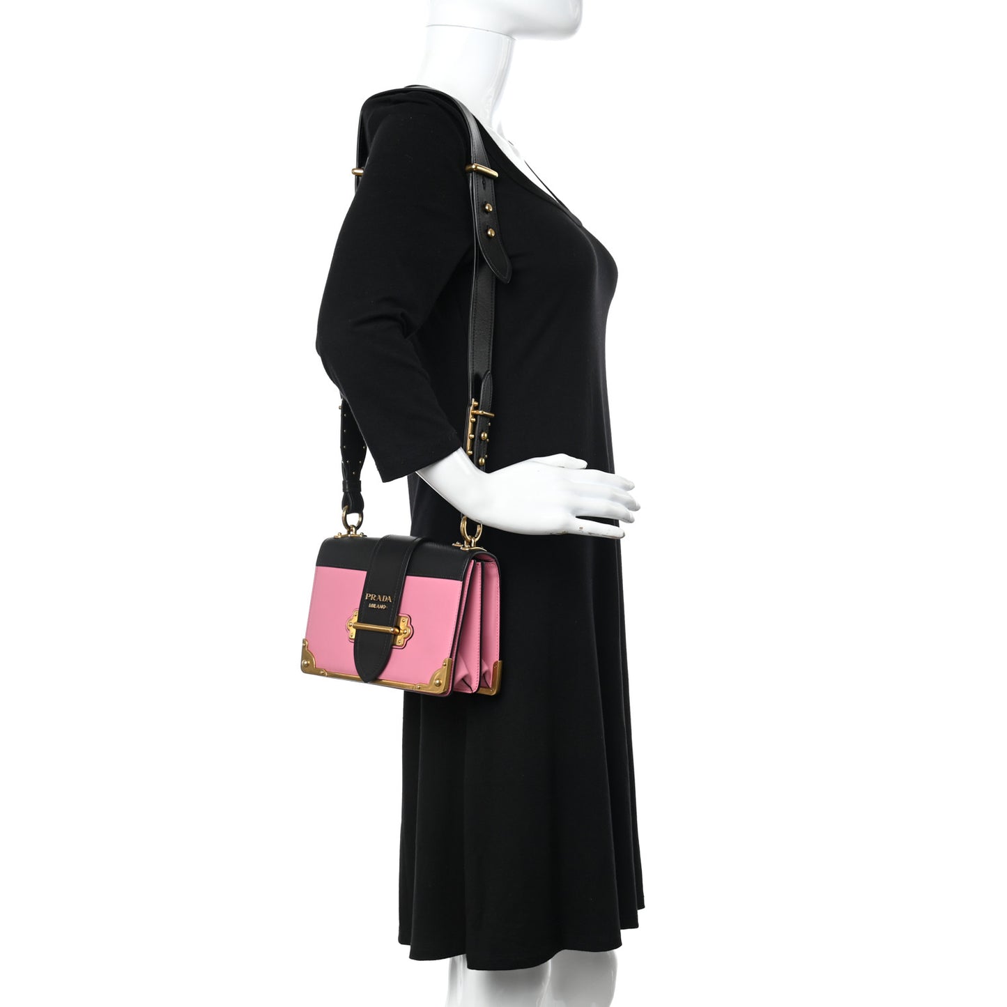 City Calf Saffiano Cahier Bag Fuxia Black