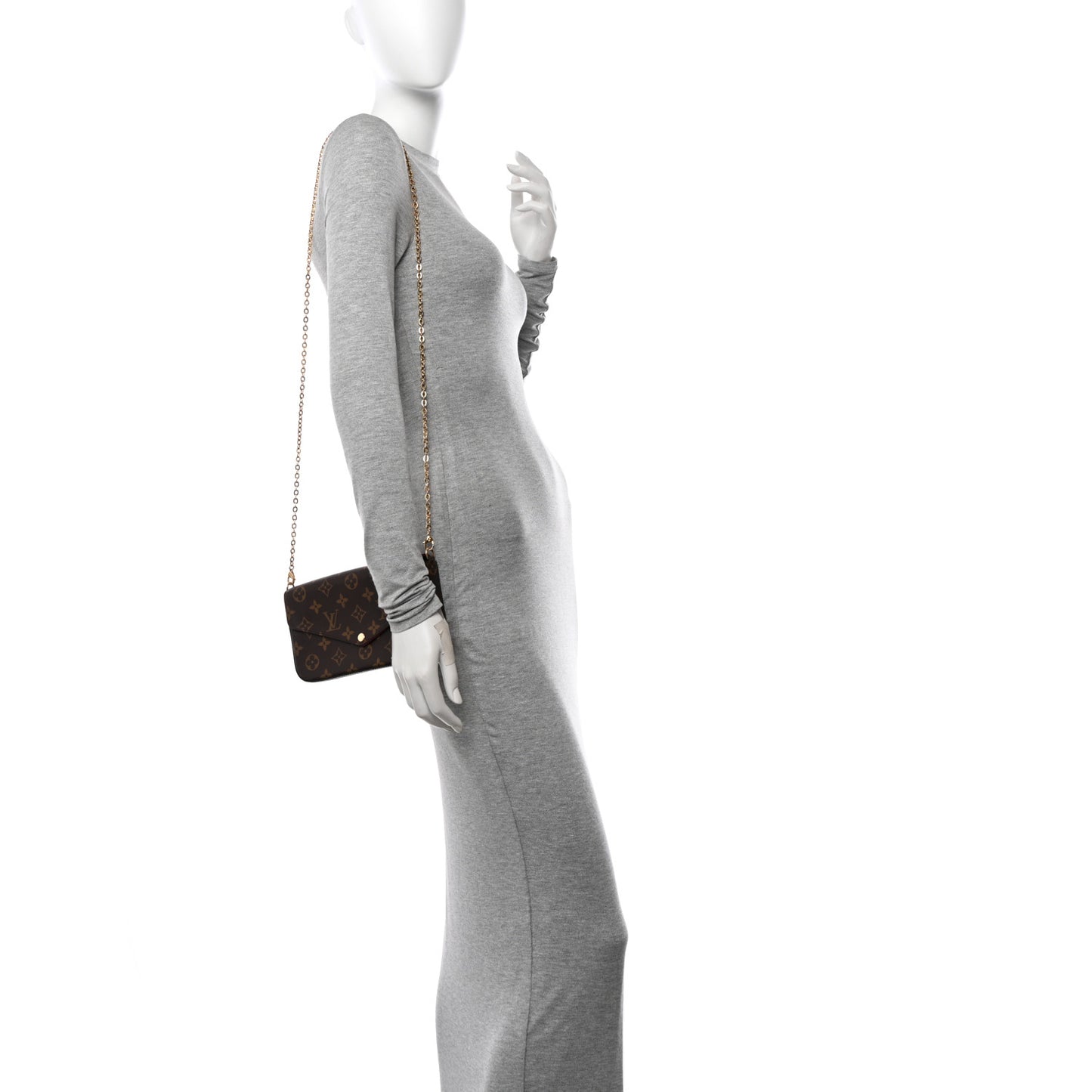 Monogram Pochette Felicie Chain Wallet Fuchsia