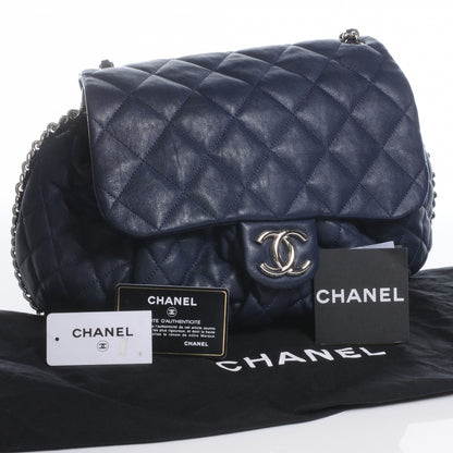 Chanel Leather Chain Around Large Messenger Navy 5 of 8