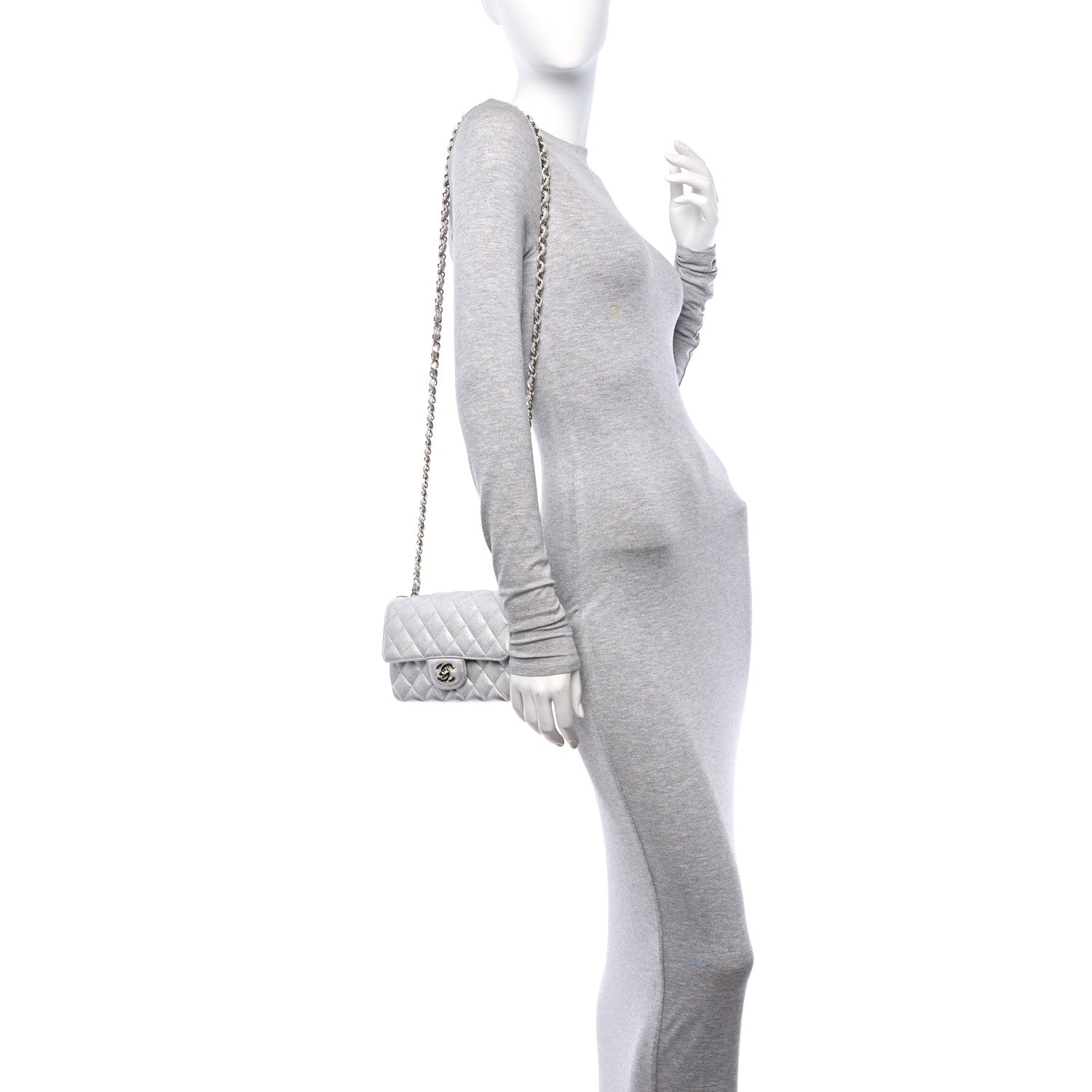 Chanel Metallic Lambskin Quilted Mini Rectangular Flap Silver 2 of 11