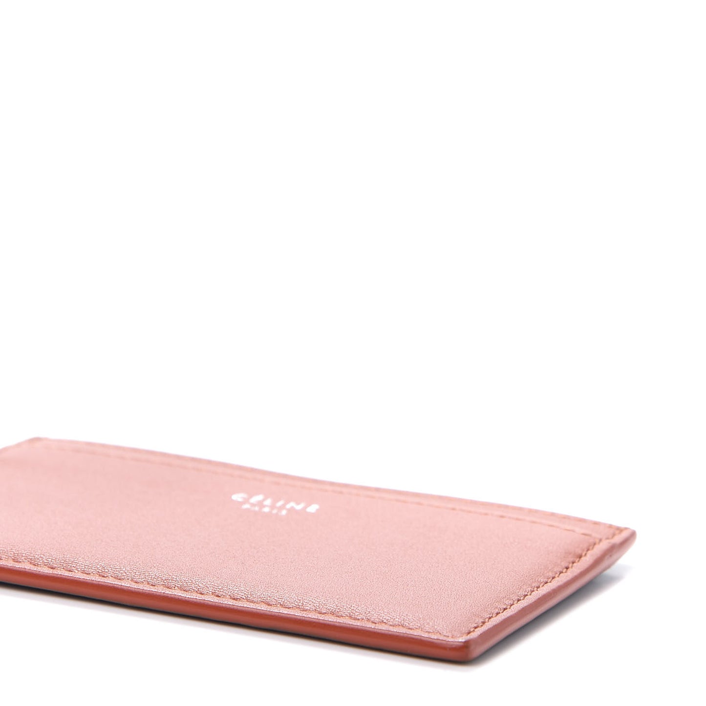 Smooth Lambskin Bi-Color Solo Card Holder Terracotta Black