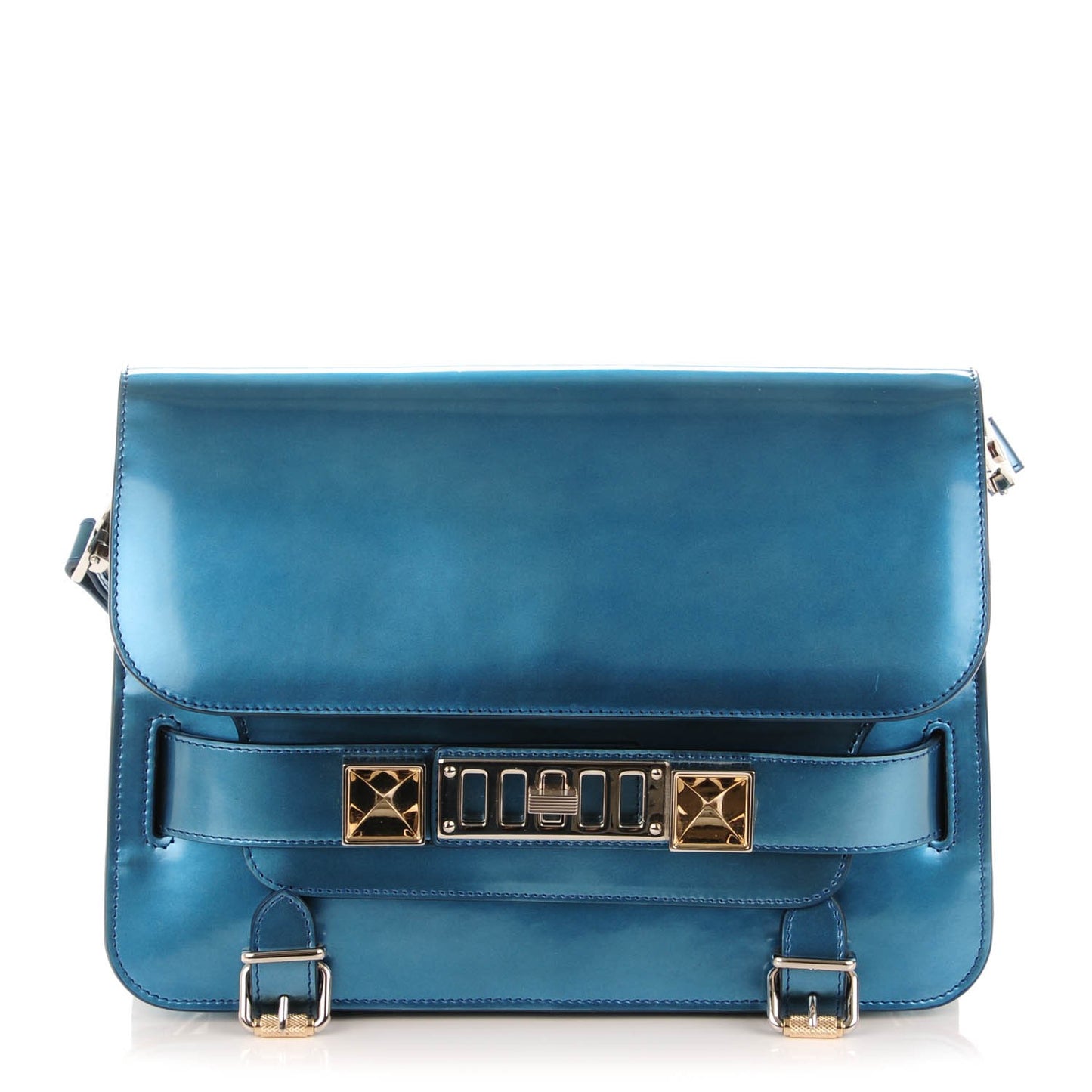 Mirrored Calfskin PS11 Classic Shoulder Bag Ocean