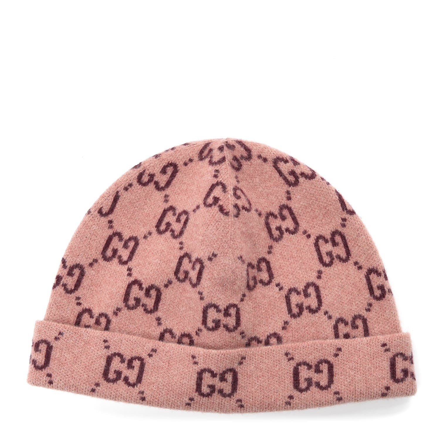 Gucci Wool GG Monogram Foghina Beanie Hat L Roseate Bordeaux 1 of 5