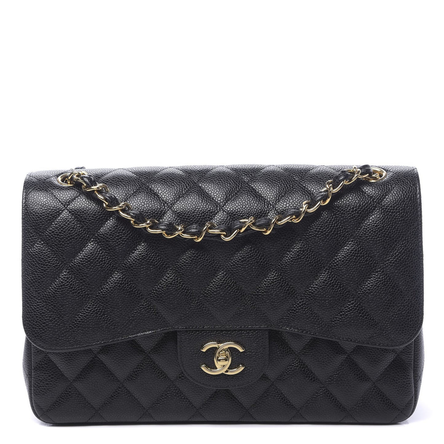 Caviar Quilted Jumbo Double Flap Black