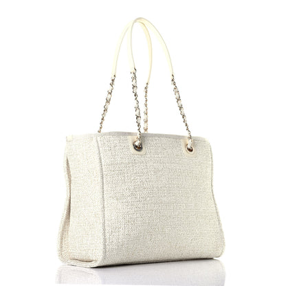 Chanel Lurex Boucle Small Deauville Tote Ivory 3 of 9