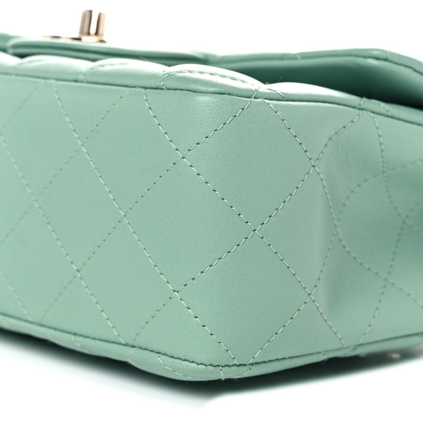 Lambskin Quilted Mini Rectangular Flap Light Green