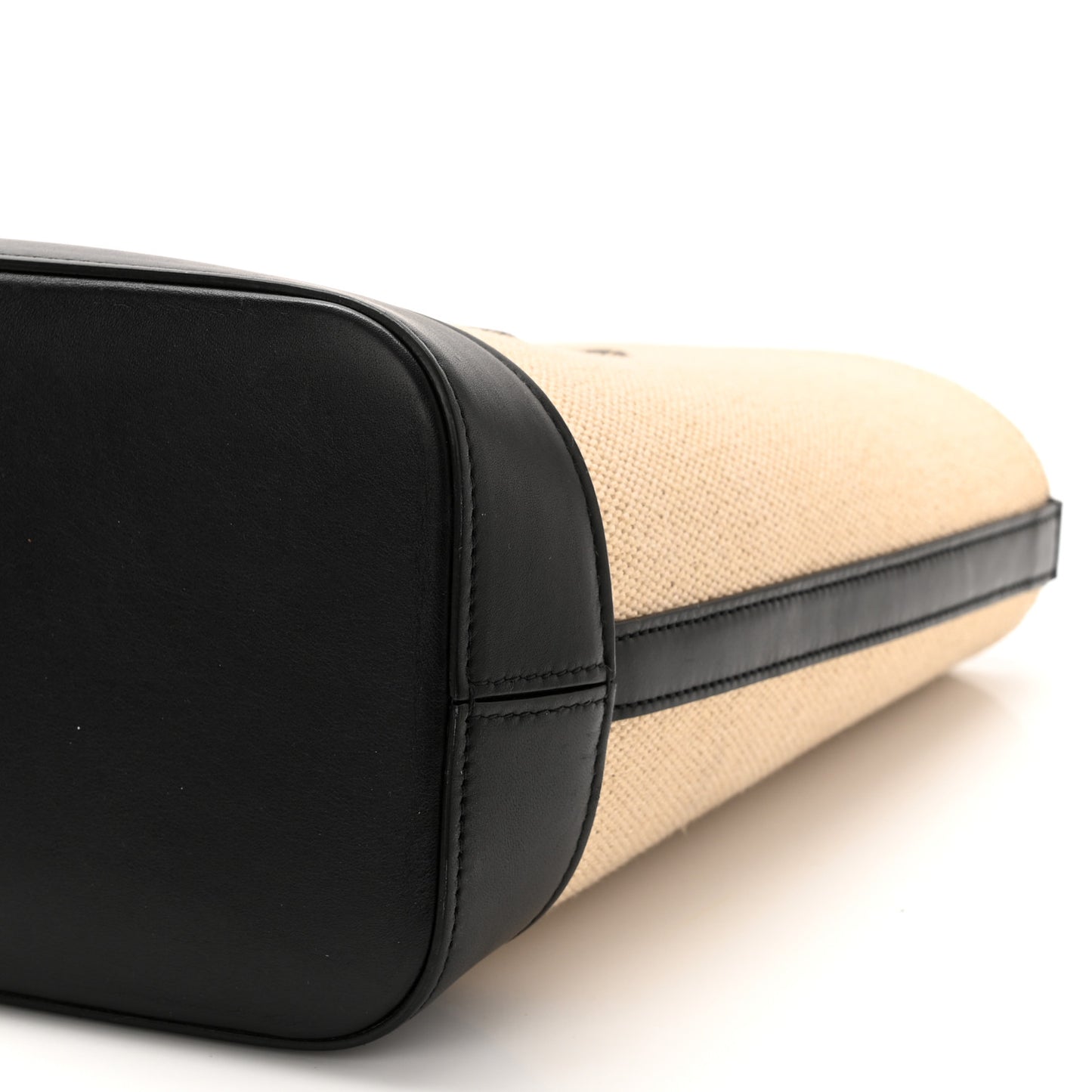 Canvas Calfskin Triomphe Small Bucket Bag Vanilla Black