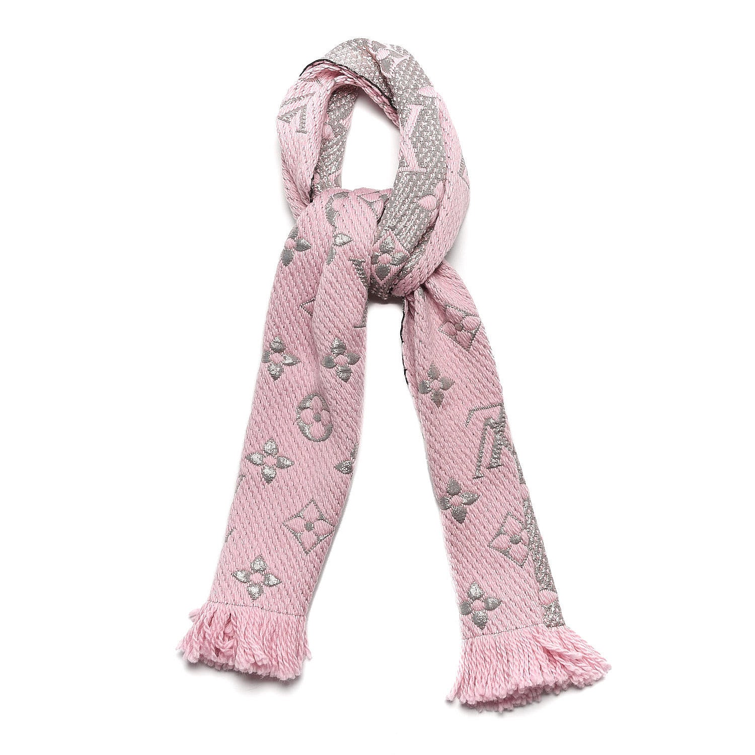 Louis Vuitton Wool Silk Logomania Shine Scarf Pink 1 of 4