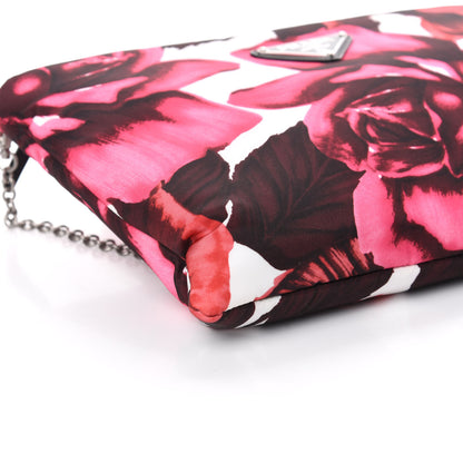 Prada Tessuto Soft Nylon Rose Print Small Chain Clutch Pink 7 of 8