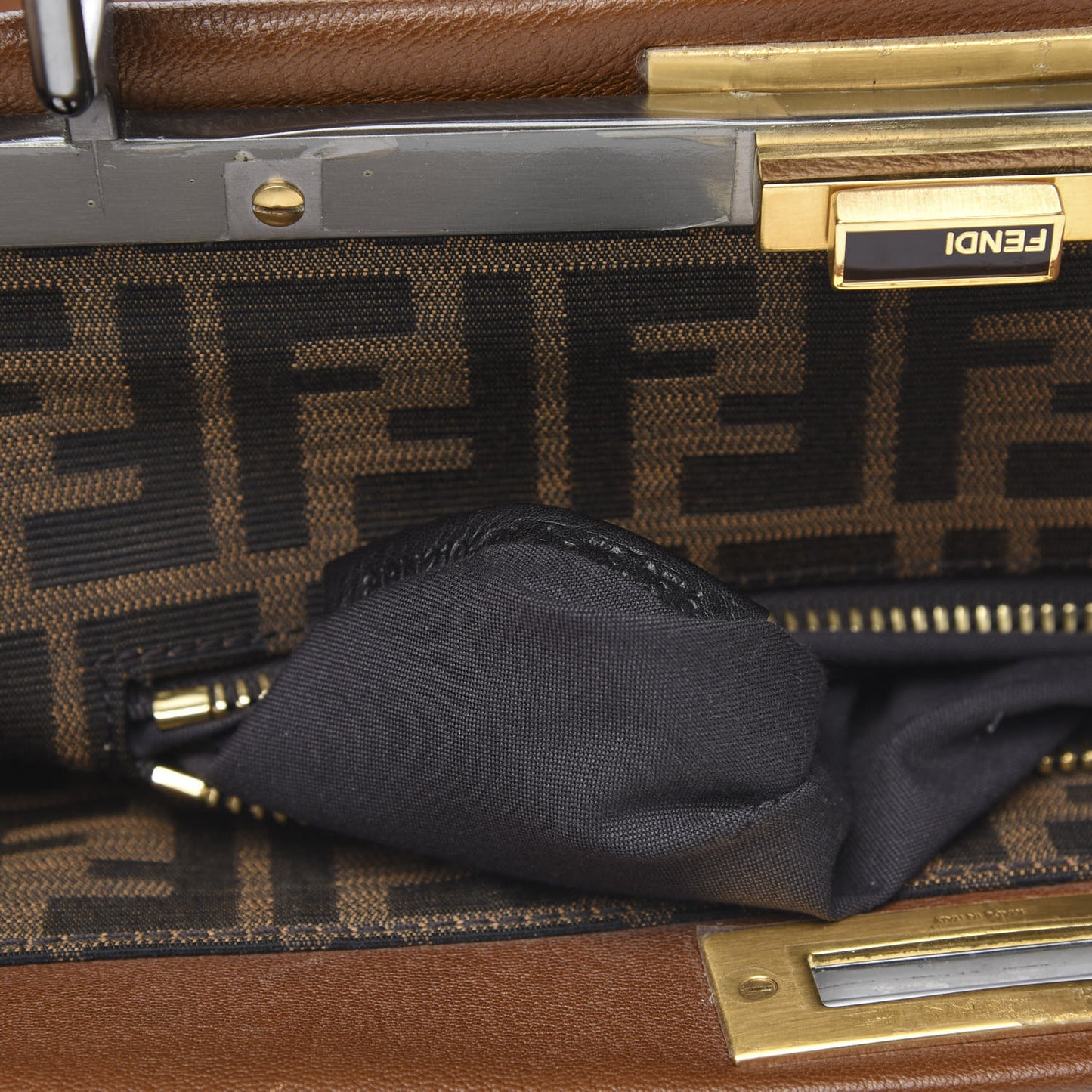 Goatskin Zucca Large Peekaboo Iconic Satchel Cuoio Tobacco Moro