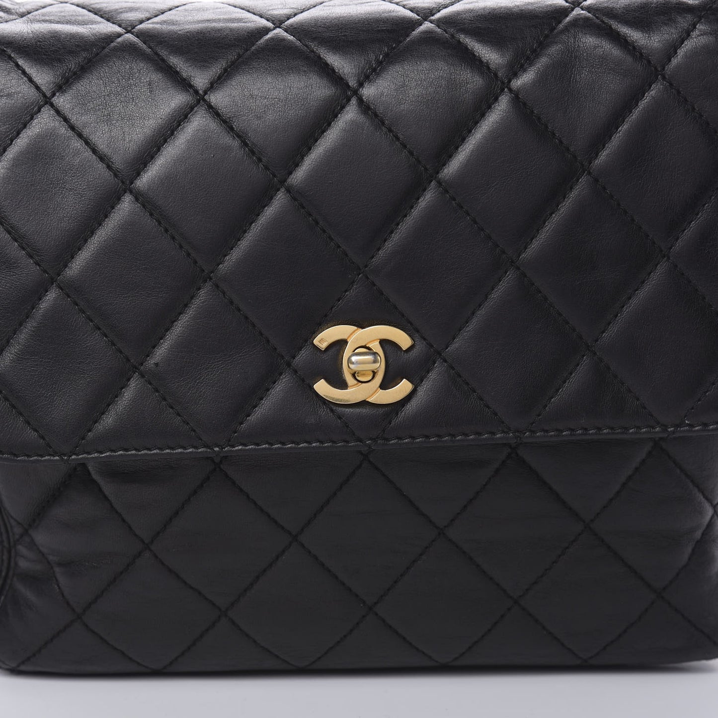 Lambskin Quilted Flap Shoulder Bag Black