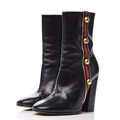 Gucci Malaga Kid Web Carly Mid Calf Boots 36 Black 3 of 14
