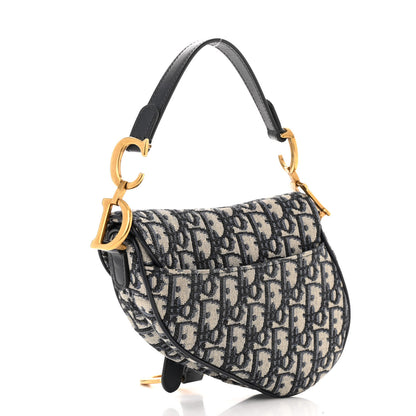 Christian Dior Oblique Mini Saddle Bag Blue 3 of 13