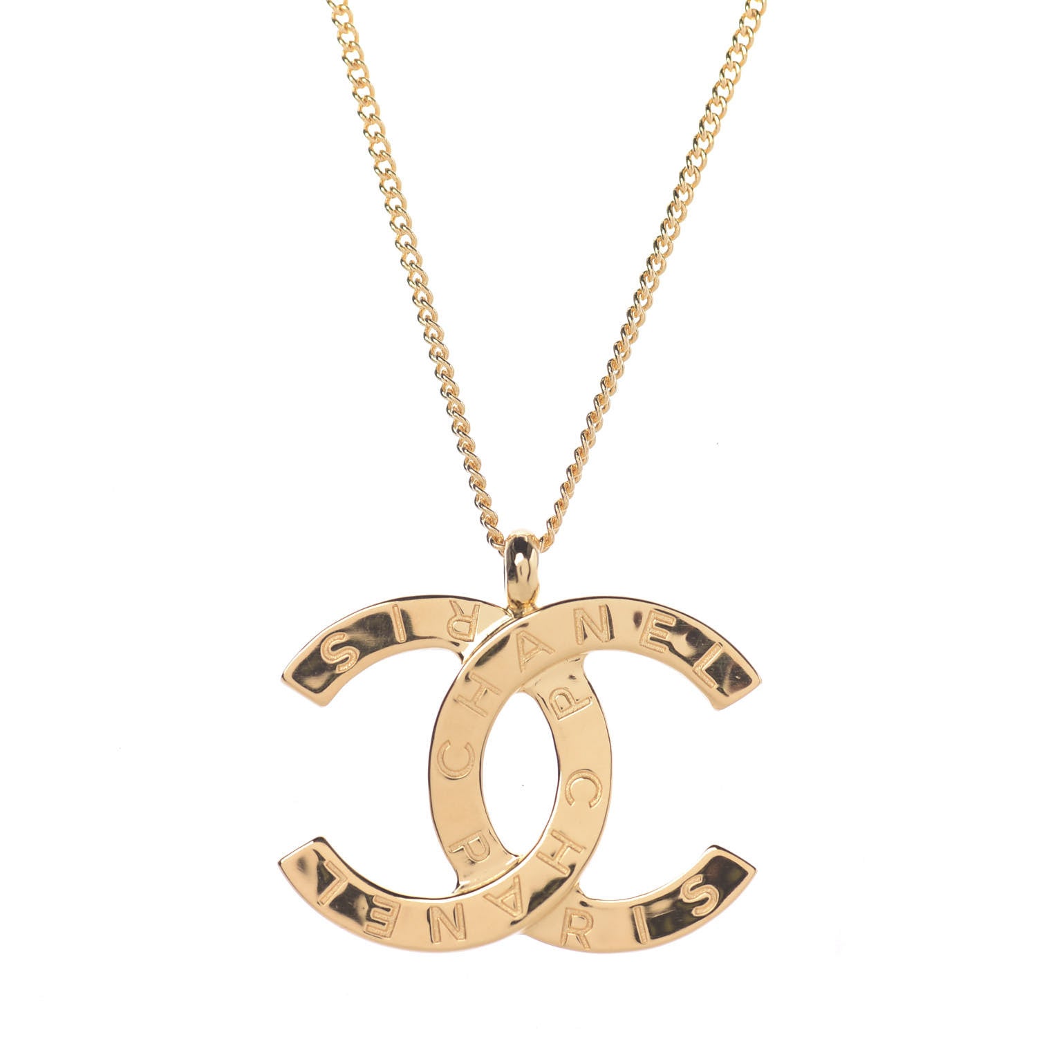 Chanel Metal CC Paris Button Necklace Gold 4 of 7