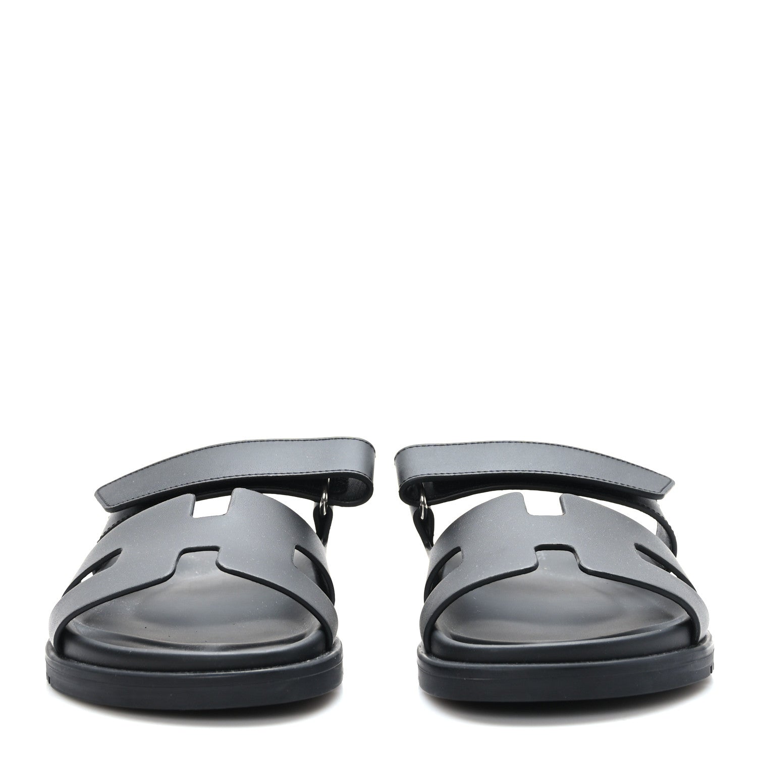 Hermes Calfskin Womens Chypre Sandals 37.5 Black 2 of 9