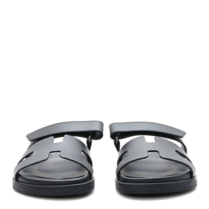 Hermes Calfskin Womens Chypre Sandals 37.5 Black 2 of 9