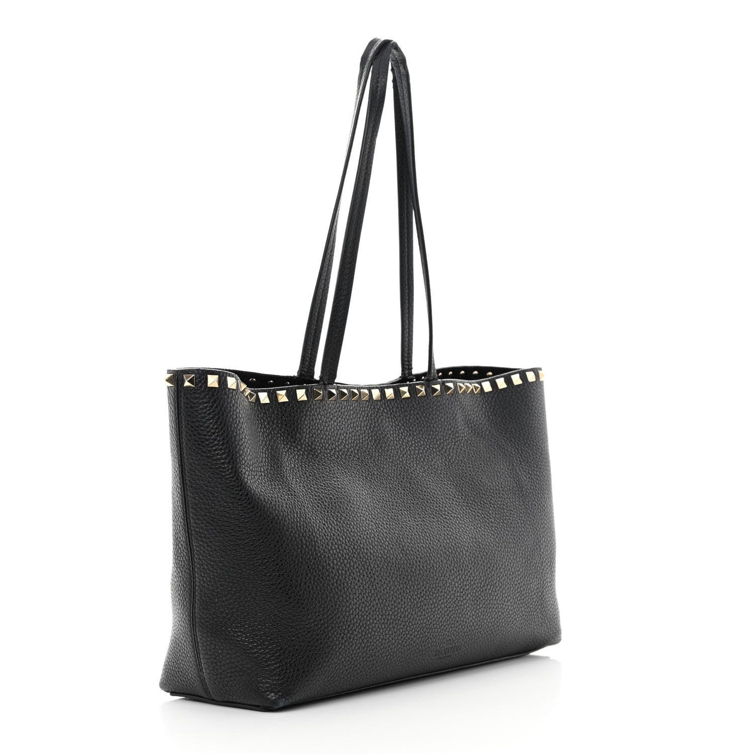 Valentino Garavani Grained Calfskin Small Rockstud Shoulder Tote Black 3 of 20