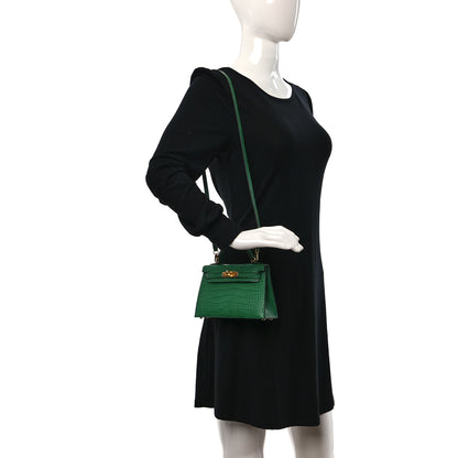Hermes Matte Alligator Mini Kelly Sellier 20 Vert Cactus 3 of 10