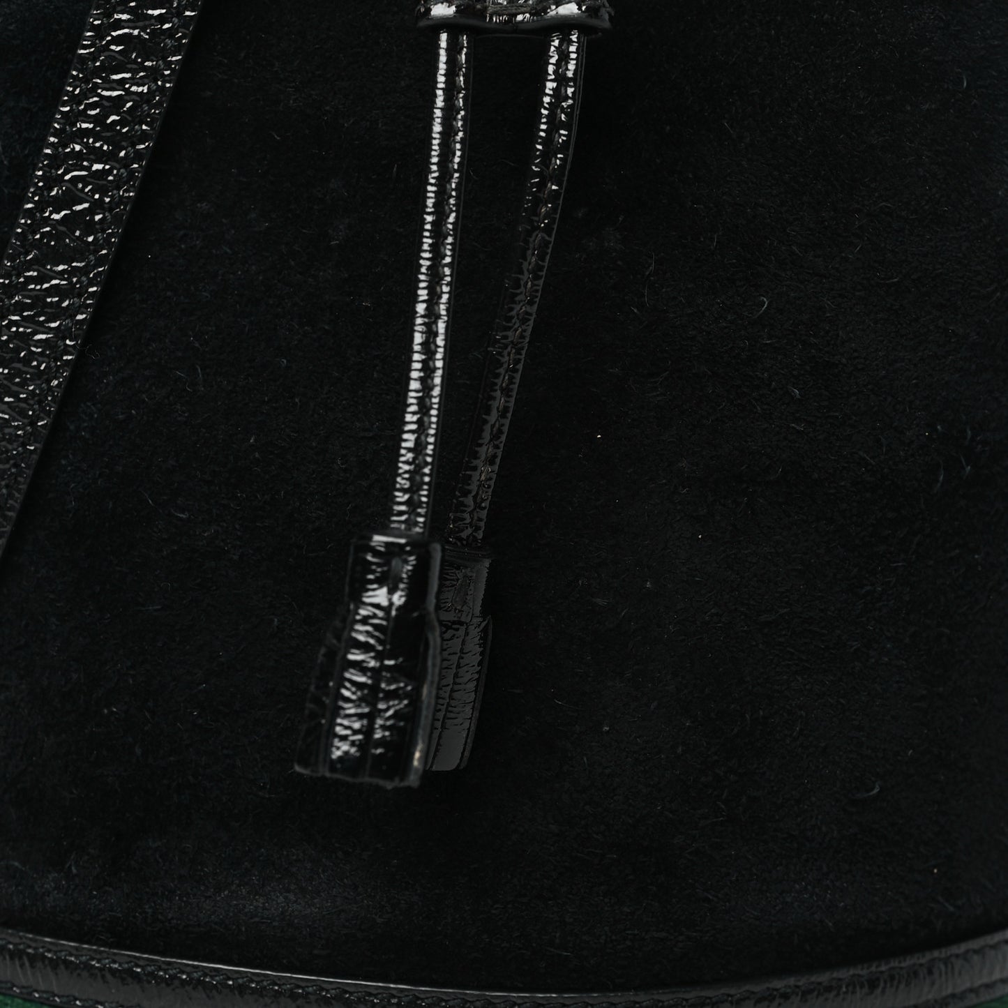 Suede Patent Web Small Ophidia Bucket Bag Black