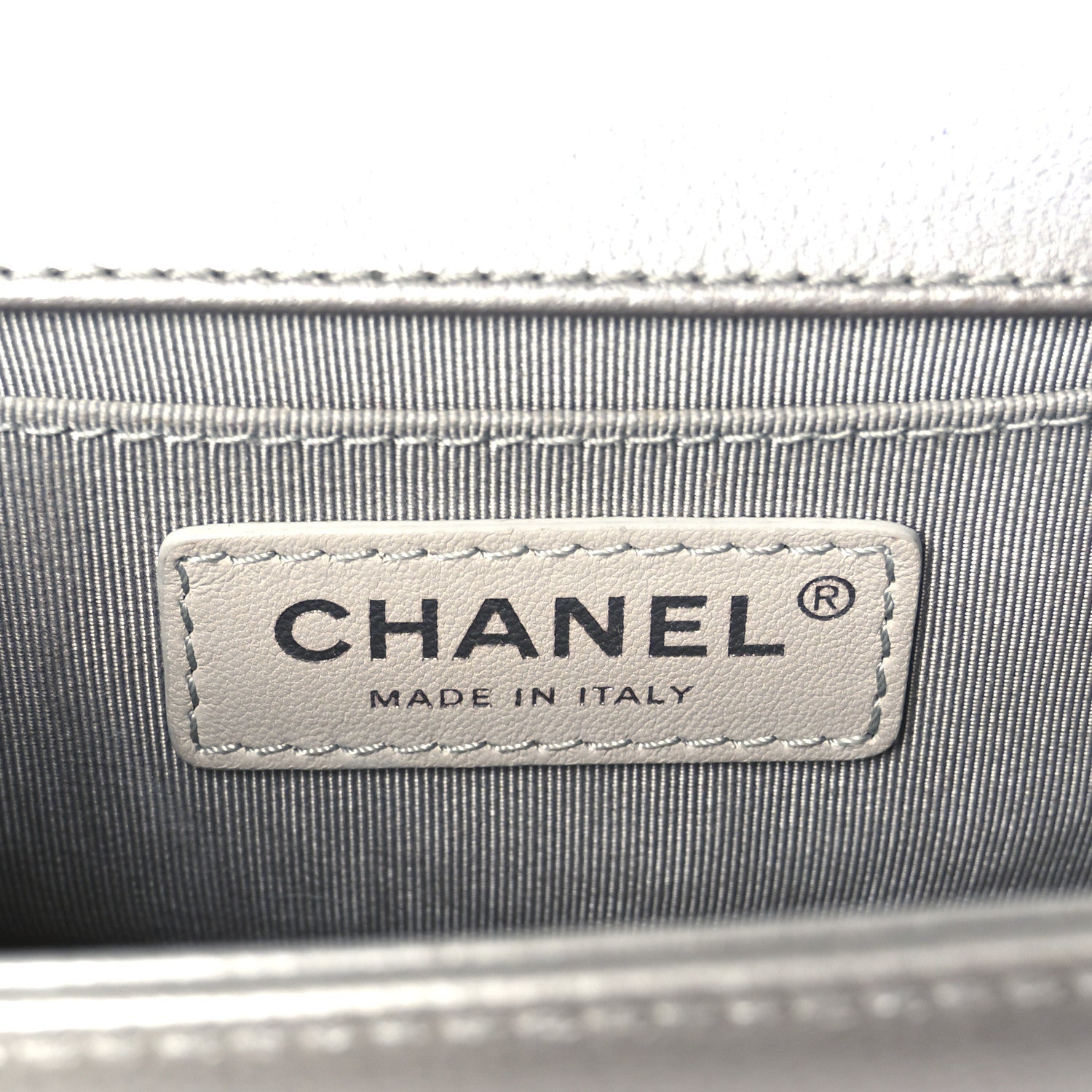 Chanel Metallic Caviar Chevron Quilted Small Boy Flap Silver 6 of 10
