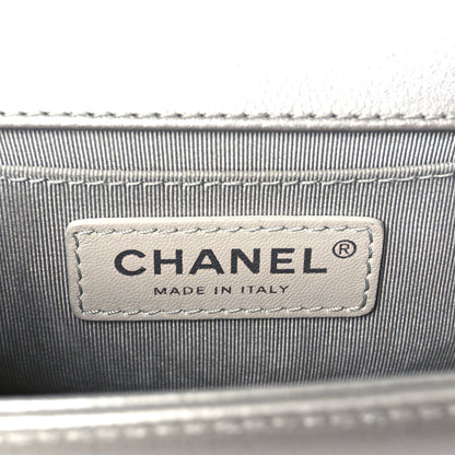 Chanel Metallic Caviar Chevron Quilted Small Boy Flap Silver 6 of 10