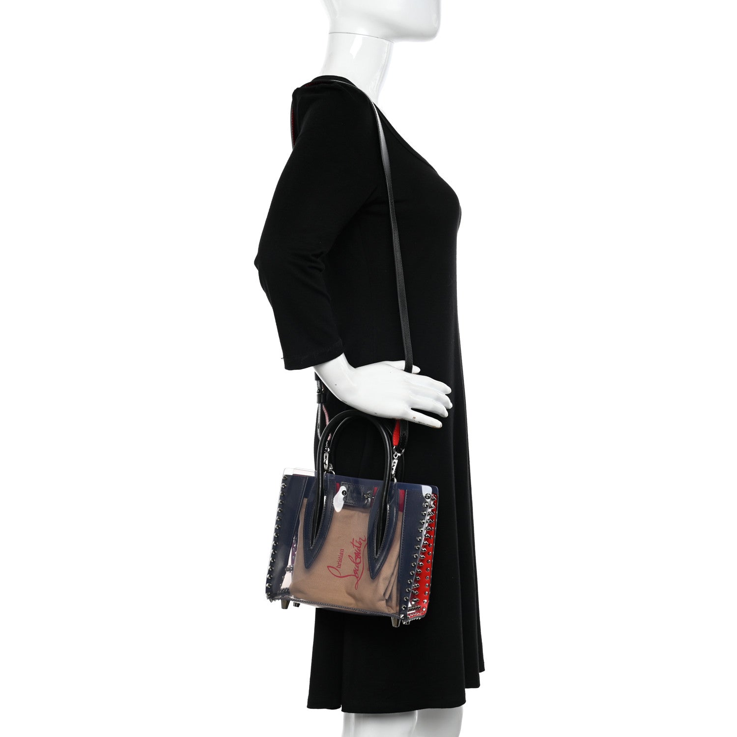 Christian Louboutin PVC Calfskin Spiked Mini Paloma Black 2 of 13