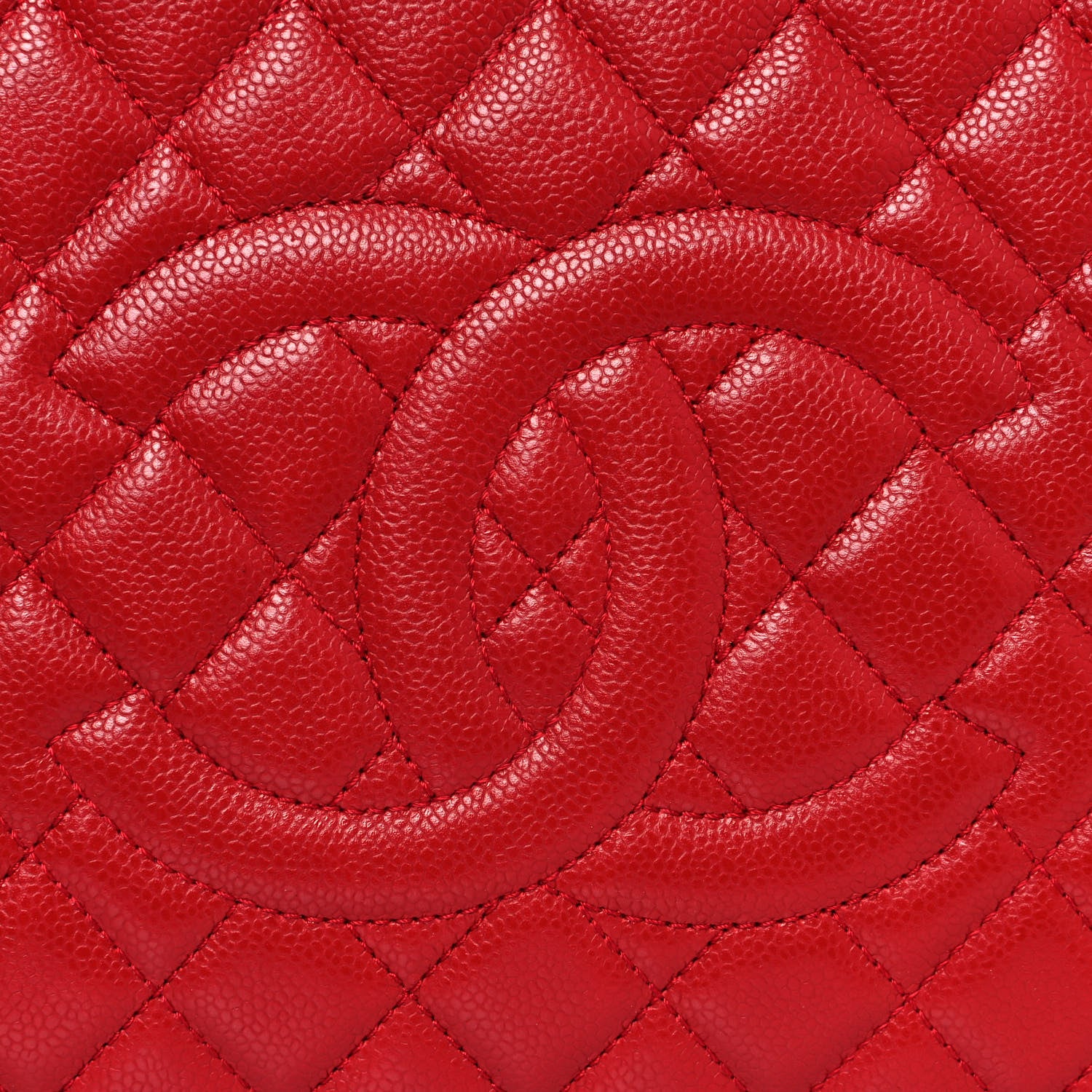Chanel Caviar Quilted Grand Shopping Tote GST Red 8 of 13