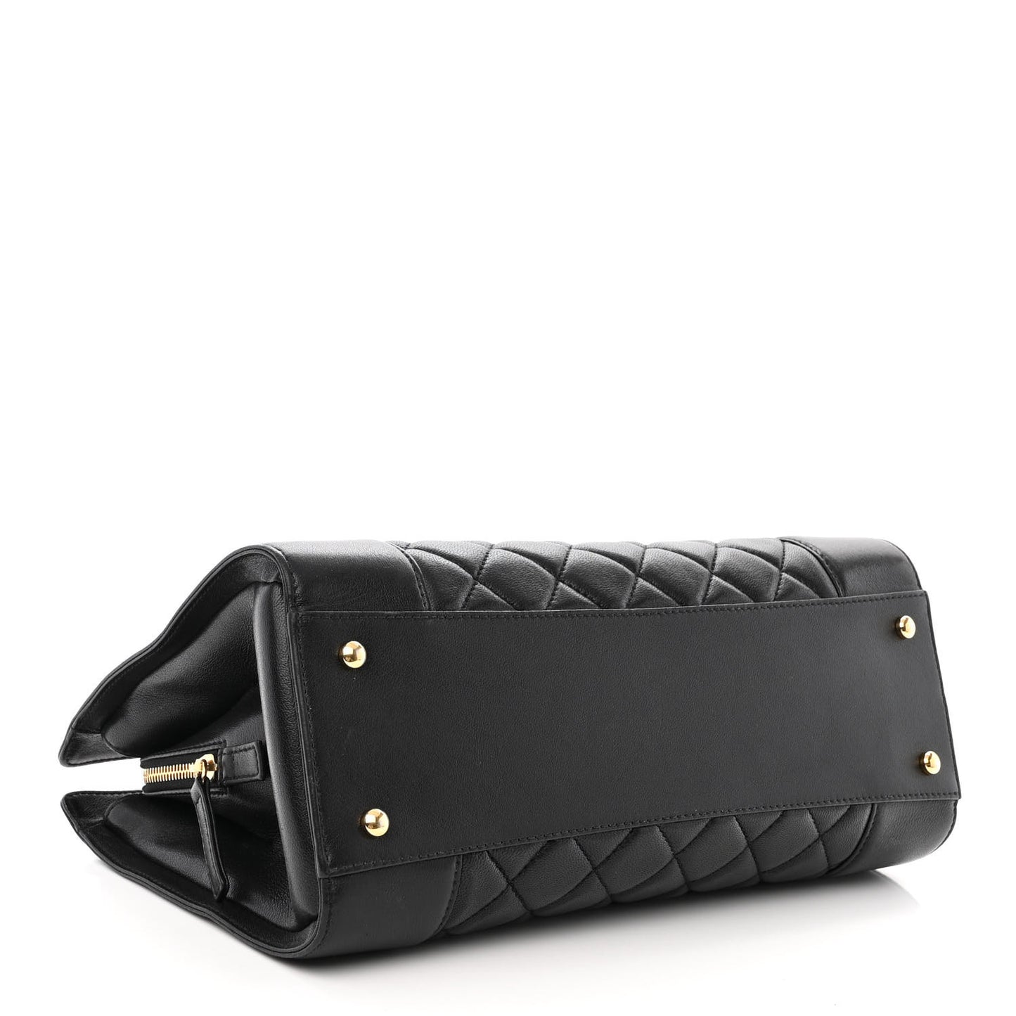 Sheepskin Quilted Mademoiselle Vintage Shopping Tote Black