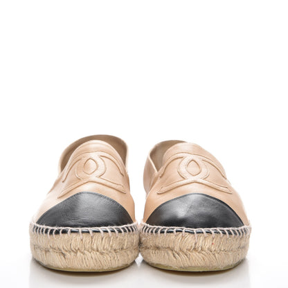 Chanel Lambskin CC Espadrilles 40 Beige Black 2 of 8